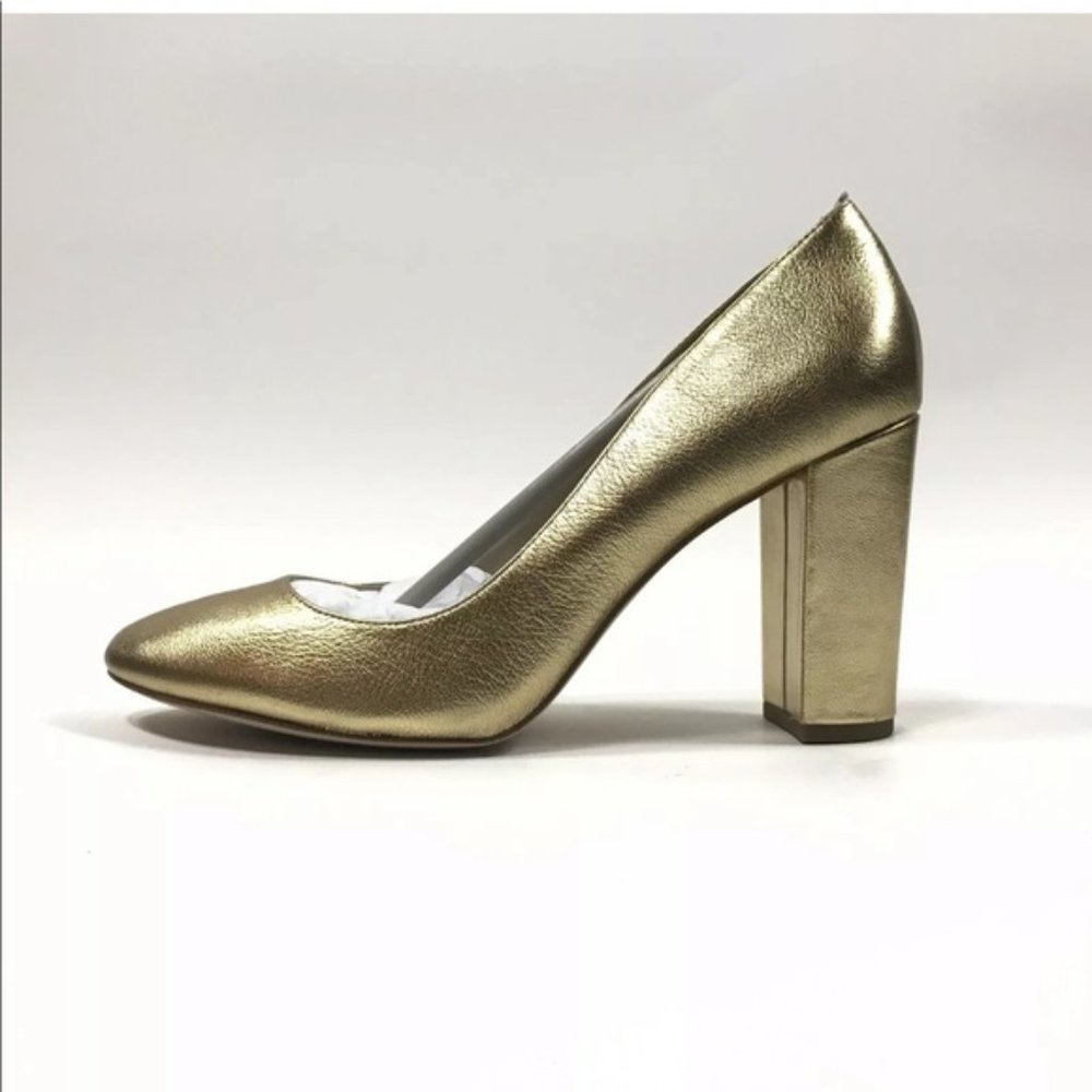 Louise Et Cie Glided Gold Metallic Block Heels